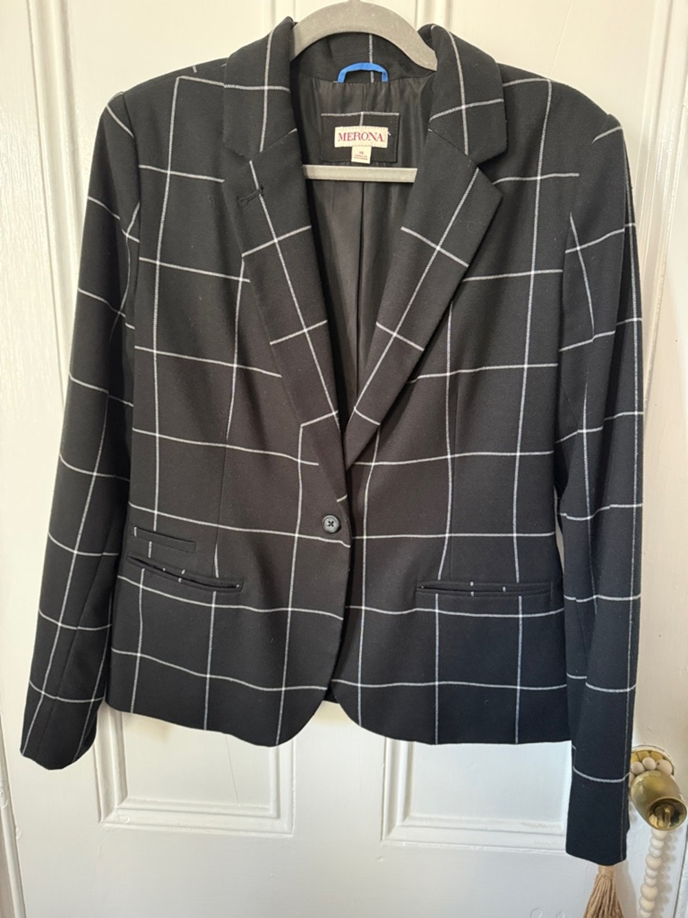 Merona Black Windowpane Single-Button Blazer